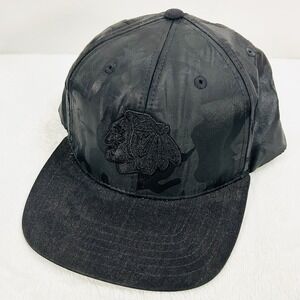 American Needle Chicago Blackhawks Nylon Camo Snapback Hat Cap Adjustable Black